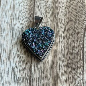 Rainbow Druzy Heart Pendant